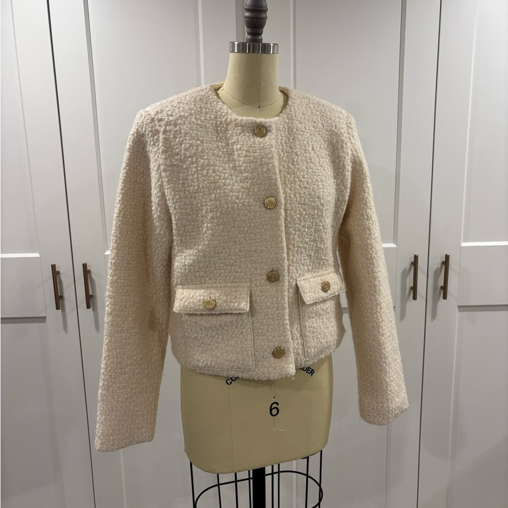 Abercrombie & Fitch Cream Boucle Lady Jacket